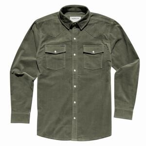 Poncho Outdoors The Zilker Corduroy Olive Green Button Down Shirt